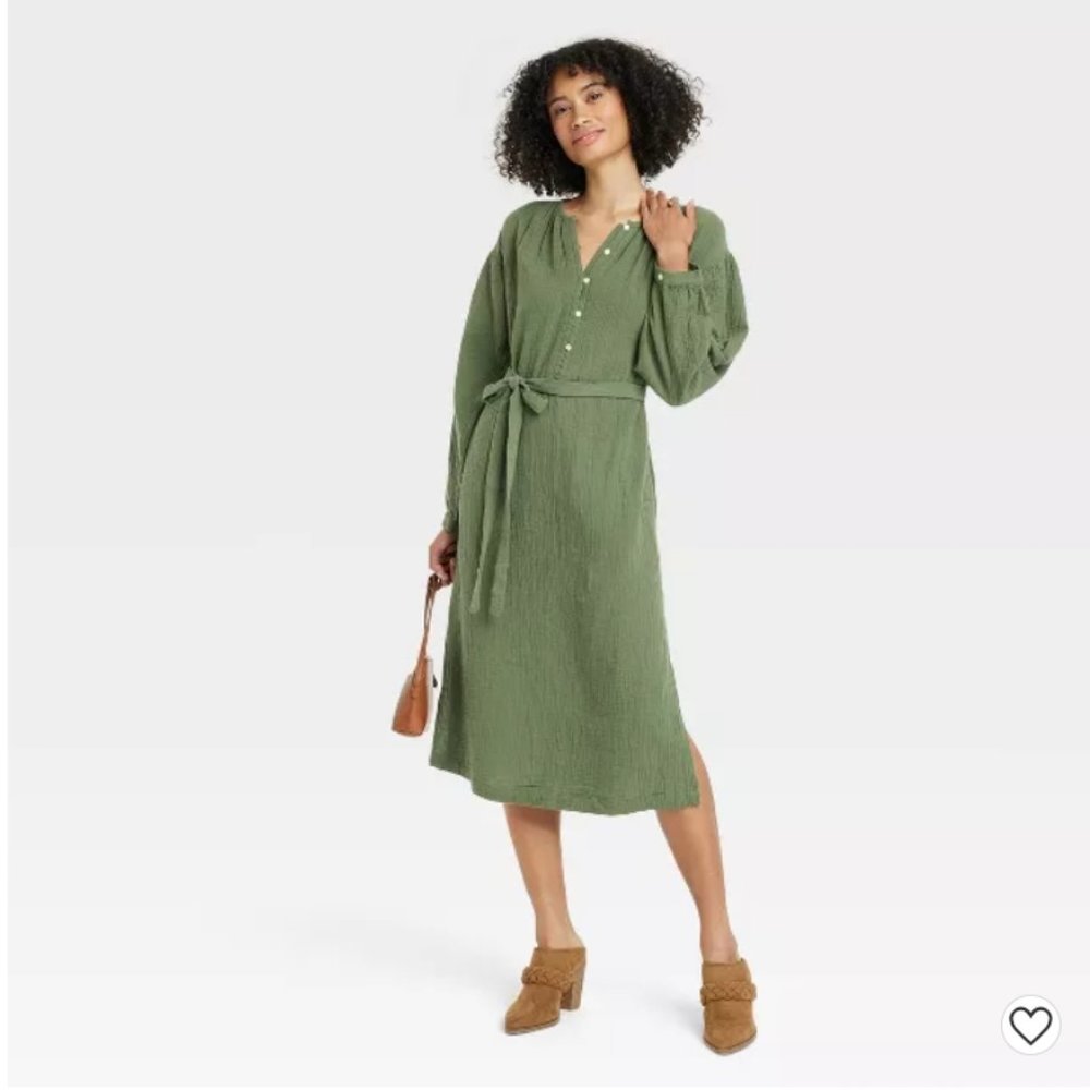 Balloon Long Sleeve Tie-Front Shirtdress-Universal Thread™Multiple Sizes 8